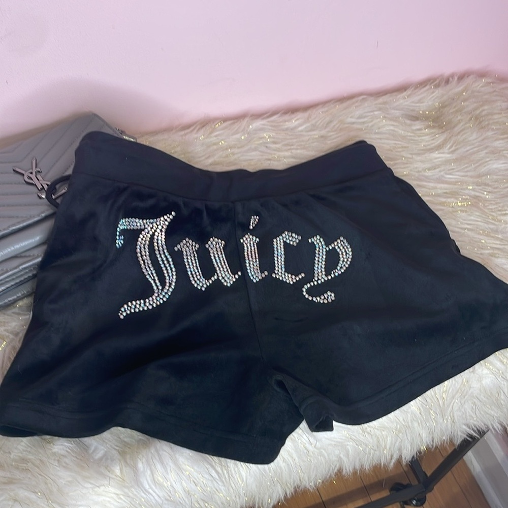 Juicy Couture‎ Black Athletic Shorts with Rhinestone Logo